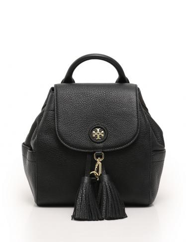 Tory Burch 48362 Whipstitch Logo Mini Backpack Leather Bag Black