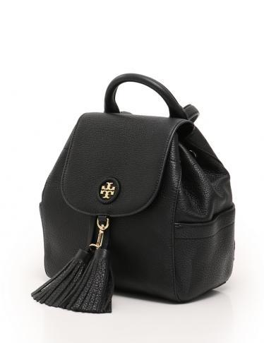 Tory Burch 48362 Whipstitch Logo Mini Backpack Leather Bag Black