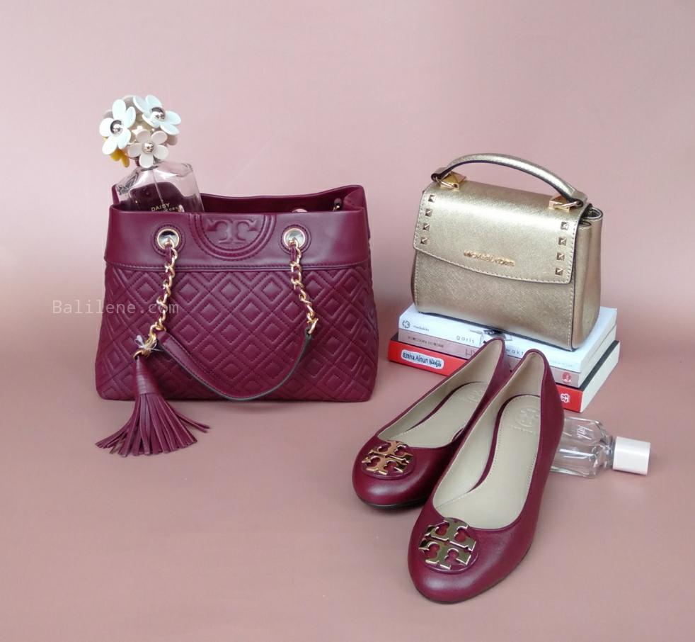 Tory Burch 48892 Fleming Small Tote Imperial Garnet Quilted Leather