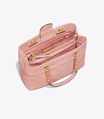 Tory Burch 48892 Fleming Small Tote Shell Pink Quilted Leather
