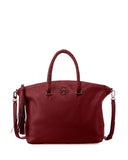 Tory Burch 52712 Taylor Braided Handle Imperial Garnet Leather Satchel