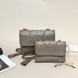 Tory Burch Fleming Convertible Shoulder Bag Medium Silver Maple
