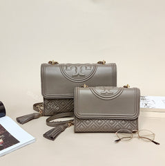 Tory Burch Fleming Convertible Shoulder Bag Medium Silver Maple