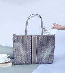 Tory Burch Gemini Tote French Gray Link Stripe