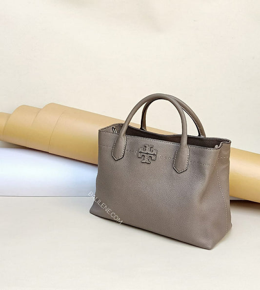 Tory Burch Mcgraw Triple Compartment Satchel Silver Maple
