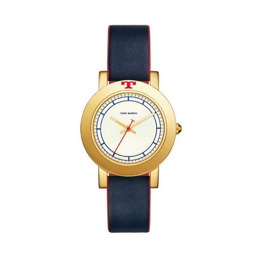 Tory Burch TBW6001 Ellswort Watch Navy Leather Gold Tone