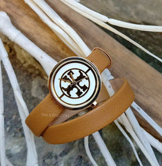 Tory Burch TBW4018 Reva Double Wrap Brown Gold Tone Watch