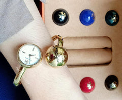 Tory Burch TBW5011 Multi Color Gold W Blair Bangle Logo Bracelet Watch