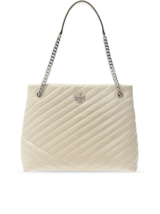 Tory Burch 75450 Kira Chevron Quilted Leather Tote In New Cream