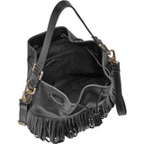 ZB6791001 Fossil Jules Fringe Drawstring Large Black tampak atas