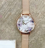 Olivia Burton OB16MF06 Marble Florals Silver & Rose Gold Watch
