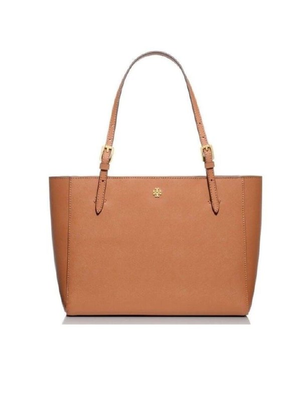 Tory Burch 40668 Leather York Small Buckle Tote Luggage Brown