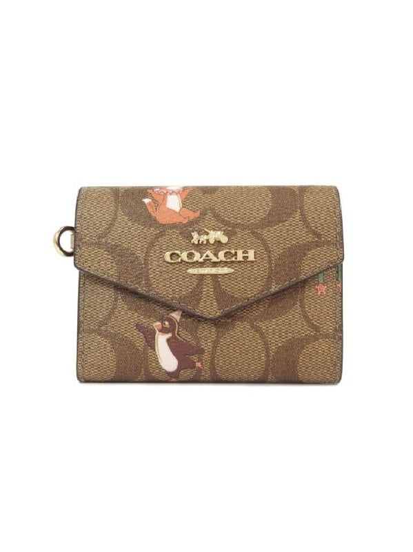Coach F79926 Lanyard Set Signature Canvas With Party Animals Print Khaki Pink Multi