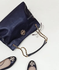 Tory Burch 60396 Britten Triple Compartment Tote Black