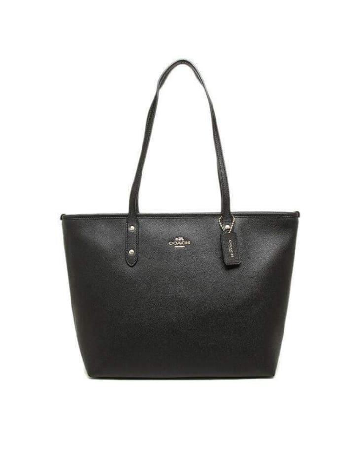 A4OK☆COACH☆CITY ZIP TOTE グロスグレイン・レザー Coach City Zip Crossgrain Tote Shoulder Bag Granite Grey