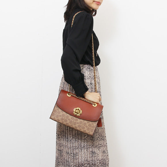 Coach 30585 Parker In Signature Canvas With Tea Rose Turnlock