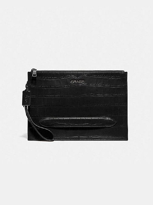 Coach F73151 Structured Pouch Croco Embosed Black
