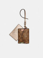 Coach F79926 Lanyard Set Signature Canvas With Party Animals Print Khaki Pink Multi