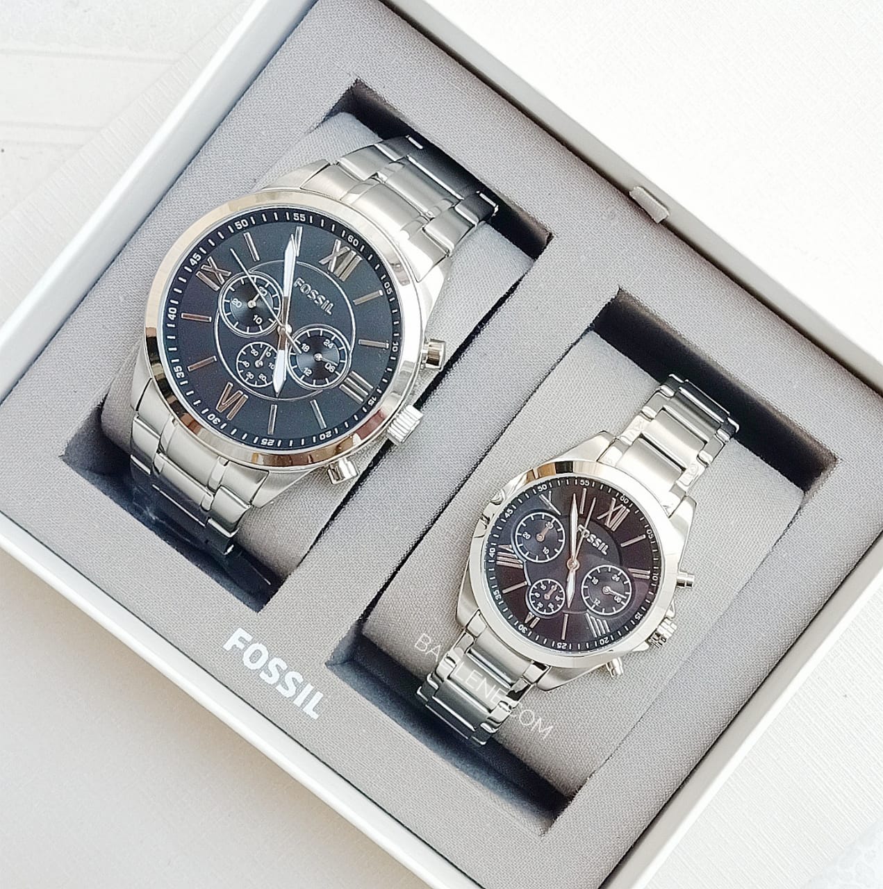 Fossil BQ2146SET His And Her Chronograph Stainless Steel Watch Gift Set