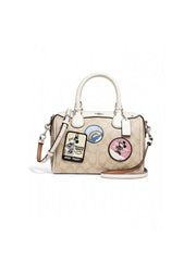 Coach F29357 Mini Bennett Satchel Signature Canvas With Minnie Mouse Patches Light Khaki Chalk