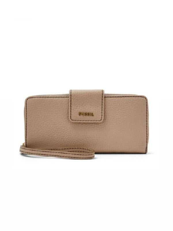 Fossil Swl1575271 Madison Leather Zip Clutch Taupe