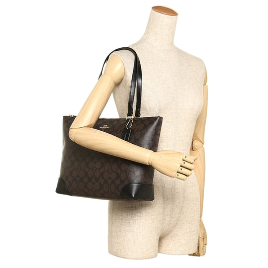 Coach F29208 Signature Zip Tote Canvas Brown/Black