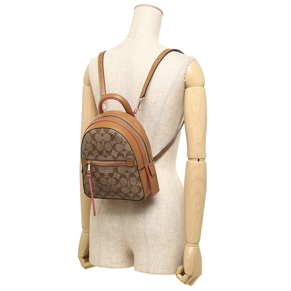 coach cream andi backpack purse Coach F38998 Andi Backpack In Signature Canvas Khaki Neon Pink – Balilene