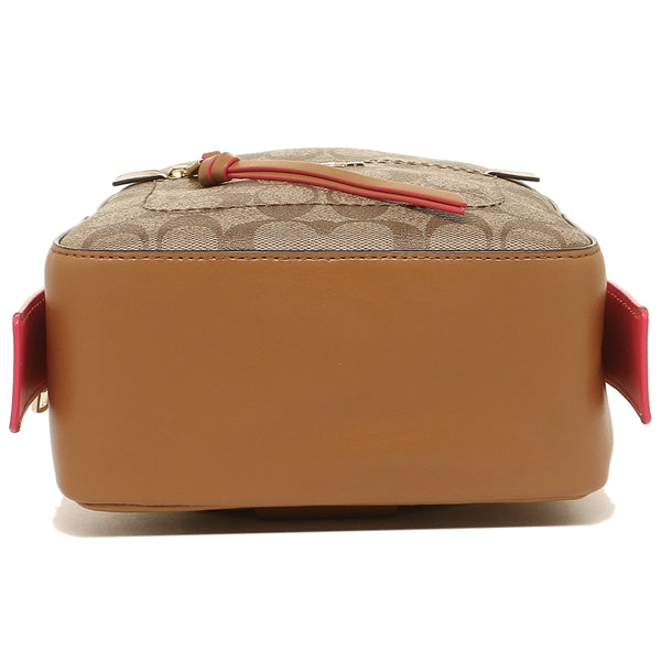 Coach F38998 Andi Backpack In Signature Canvas Khaki Neon Pink