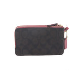 Coach F87591 Small Double Zip Signature Brown Stawberry