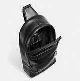 Coach F11236 Charles Messenger With Baseball Stitch Black Leather