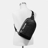 Coach F11236 Charles Messenger With Baseball Stitch Black Leather