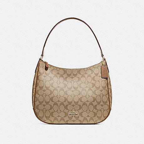 Coach F29209 Zip Shoulder Bag Signature Khaki Saddle