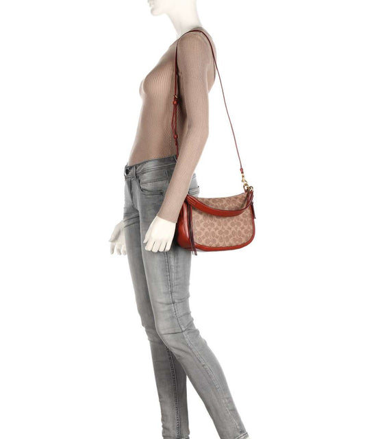 Coach 88768  Sutton Crossbody Tan Deep Red Multi