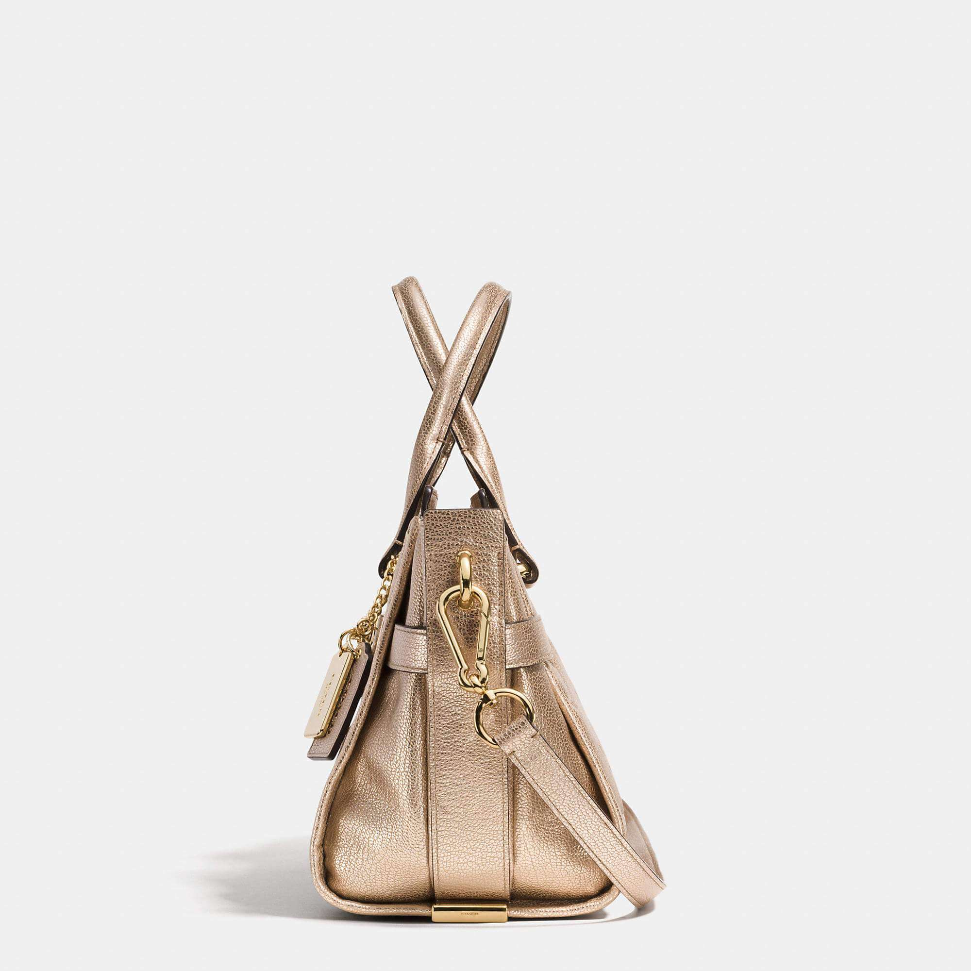 Coach 34547 Swagger 27 In Metallic Patchwork Rose Gold Leather