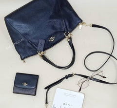 Coach F36675 Pebble Leather Small Kelsey Black Gold