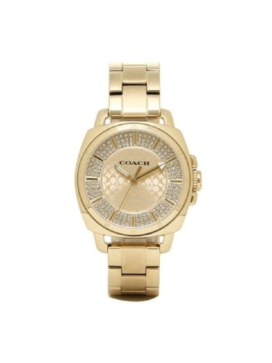 Coach 14501994 Mini Boyfriend Gold Tone Stainless Pave Crystal Glitz Watch