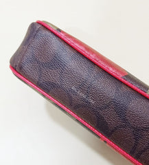 Coach F25787 Large Wristlet With Camo Rose Floral Print Brown Black Multi