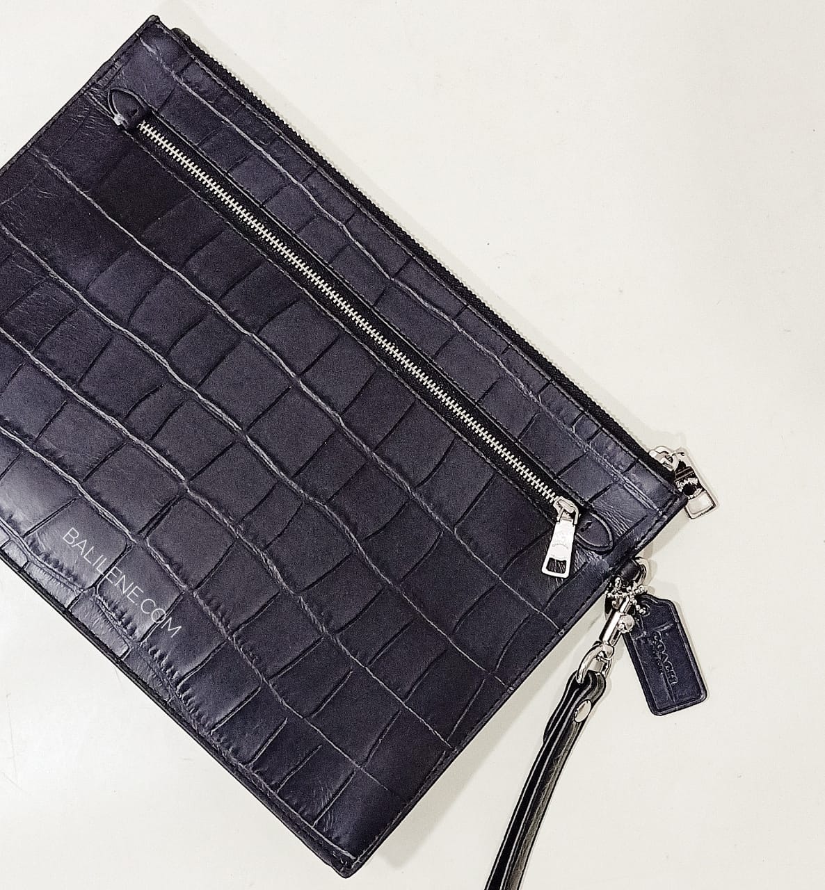 Coach F73151 Structured Pouch Croco Embosed Black