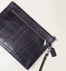 Coach F73151 Structured Pouch Croco Embosed Black