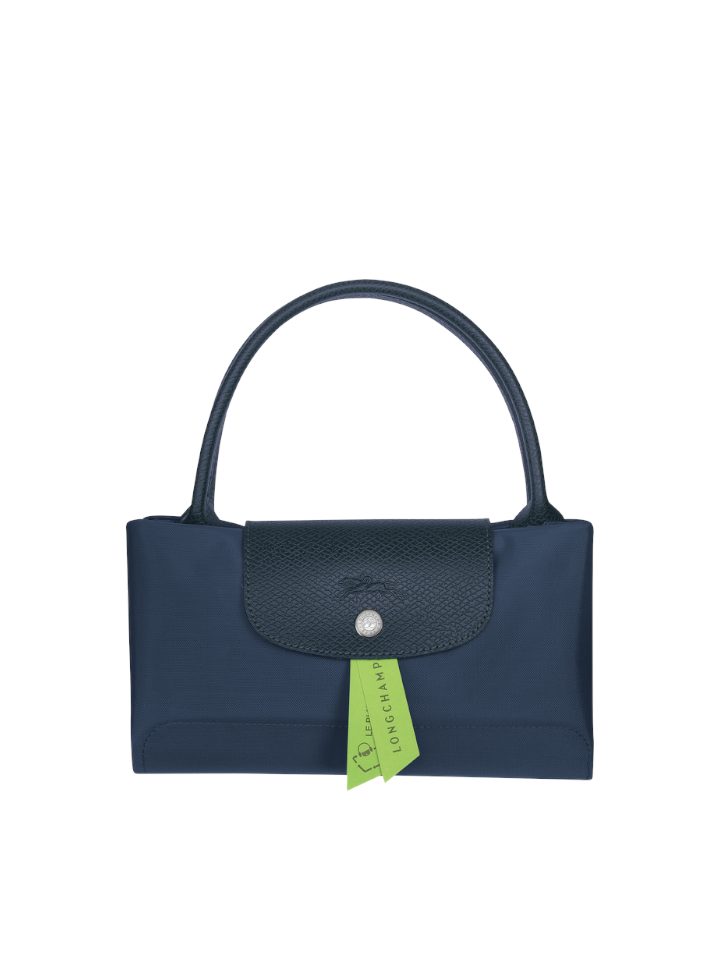detail-lipat-Longchamp-Le-Pliage-Green-Handbag-Medium-Ocean-Blue