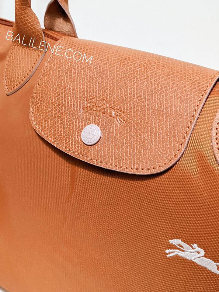 detail-logo-Longchamp-Le-Pliage-Club-Small-Shoulder-Bag-Rust-Silver