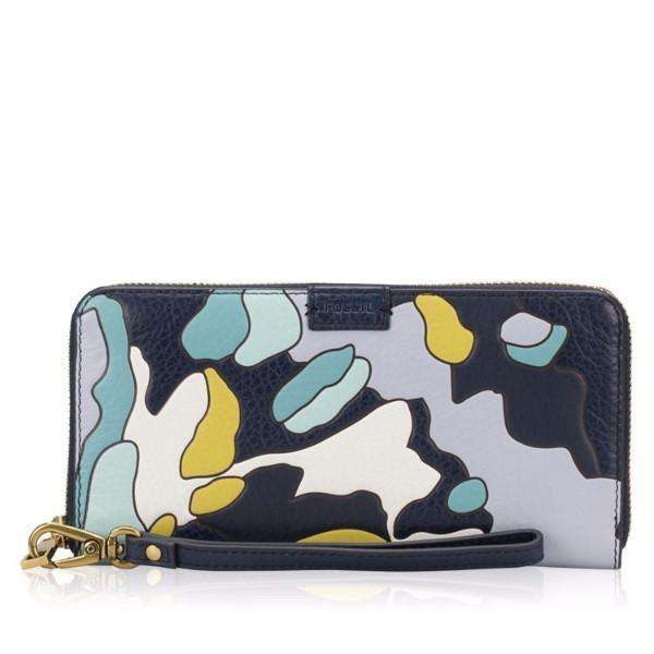 jam-Sl7185403-Fossil Emma Large Zip Wallet Blue Multi-Balilene
