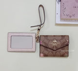 Coach F79926 Lanyard Set Signature Canvas With Party Animals Print Khaki Pink Multi