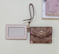 Coach F79926 Lanyard Set Signature Canvas With Party Animals Print Khaki Pink Multi