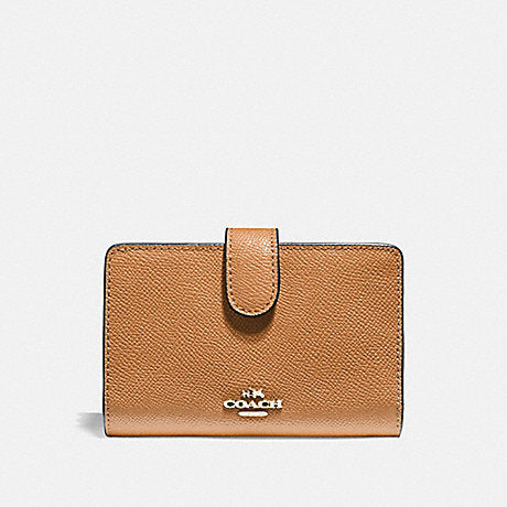 Coach F11484 Medium Corner Zip Wallet In Crossgrain Leather Light Saddle