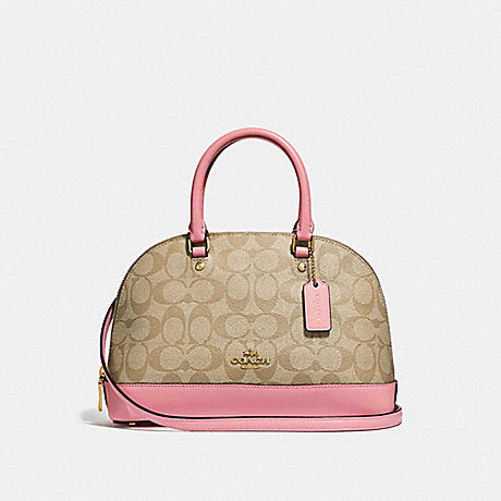 Coach Signature Mini Sierra Satchel Handbag Light Khaki Vintage F27591 depan