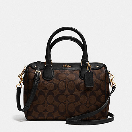 Coach F32203 Signature Mini Bennett Satchel Brown Black