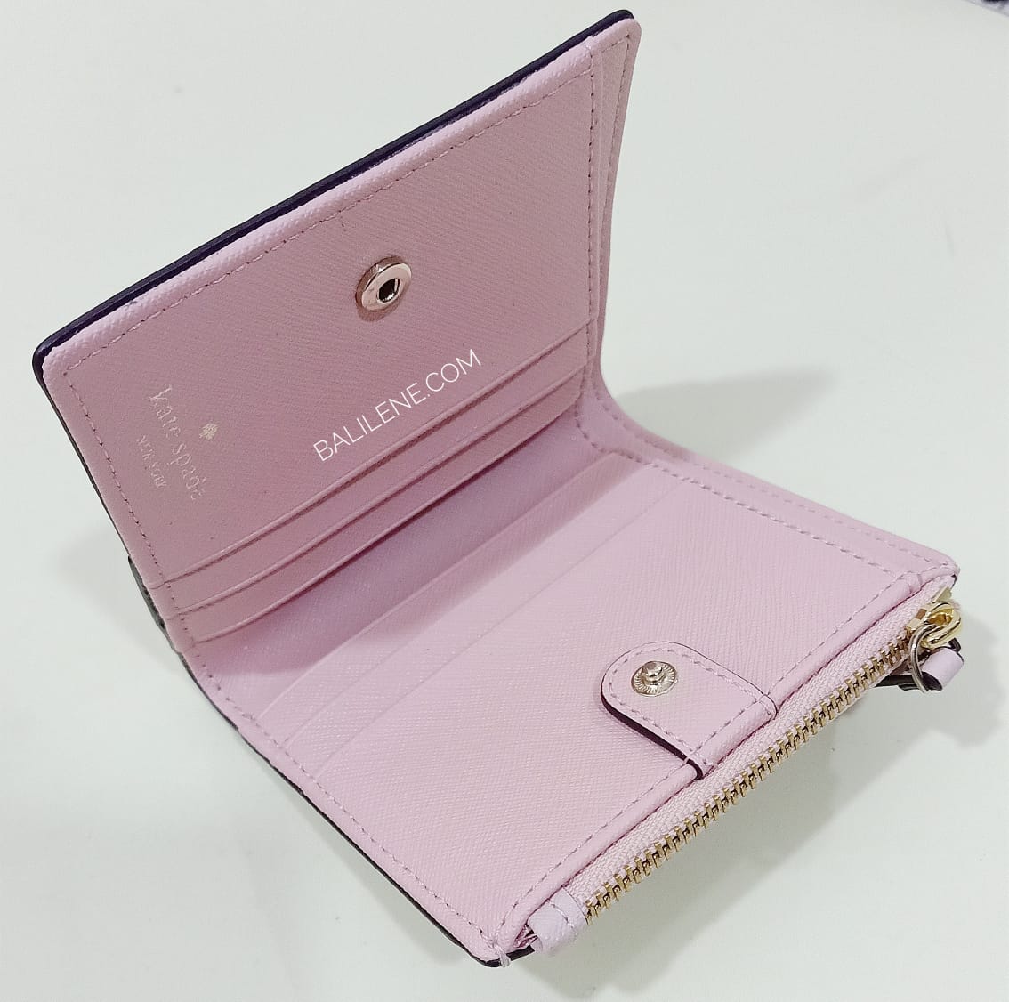 Kate Spade WLRU5487 Small Zip Bifold Wallet By The Pool Multi