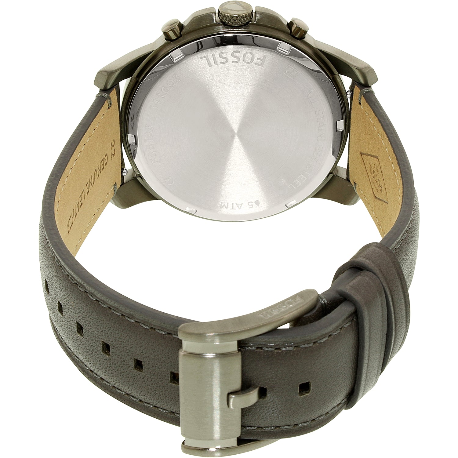 Fossil Fs5183 Grant Gunmetal Chronograph Grey Leather Watch
