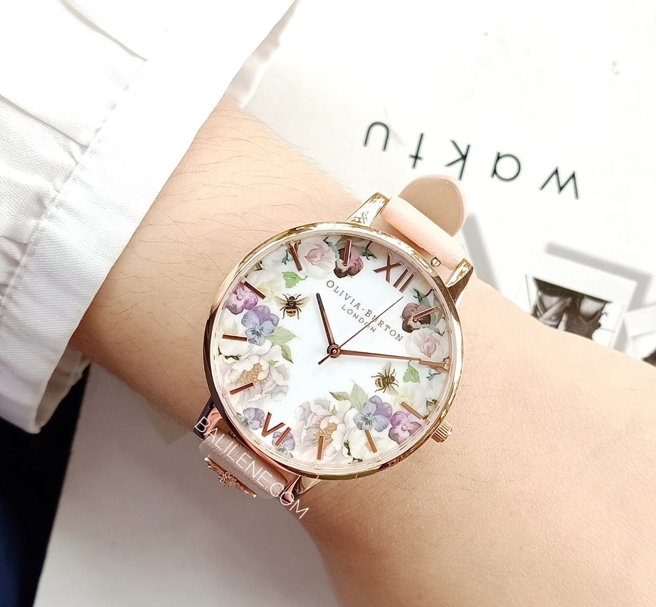 Olivia Burton OB16EG111 Embellished Enchanted Garden Dusty Pink & Rose Gold Watch